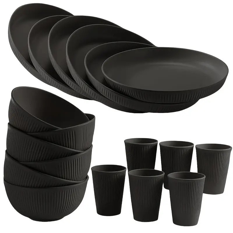 18‑Keping Set Alat Makan Jerami Gandum