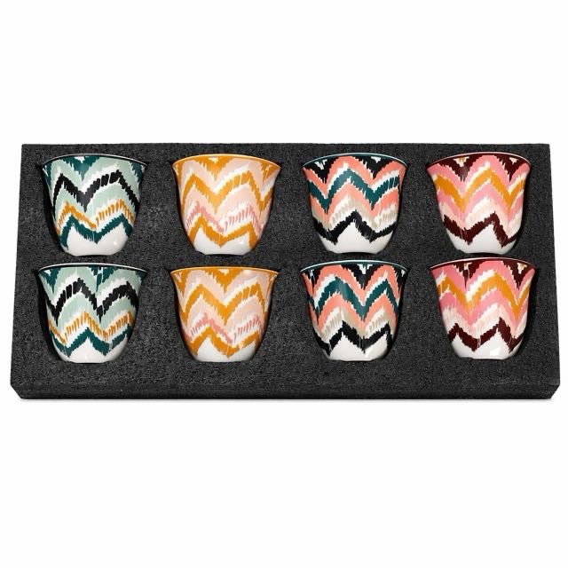 Boho Wave Ceramic Teacup 8Pcs Set Hadiah Untuk Teh Espresso