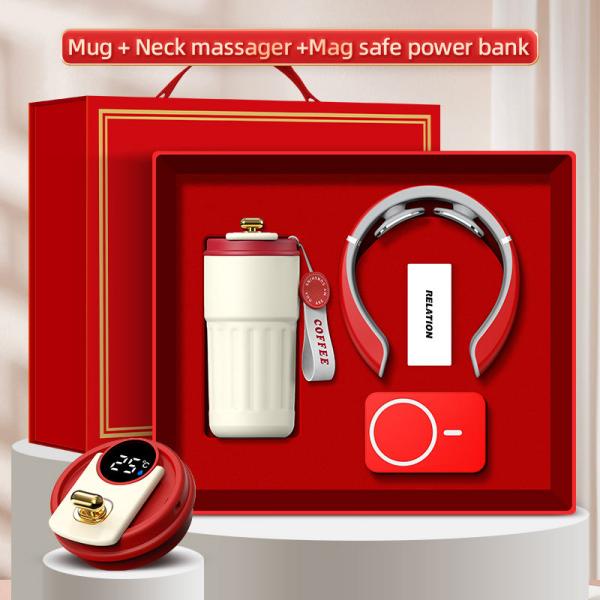 Logo Tersuai 3-dalam-1 Kotak Hadiah Mug Massager Power Bank