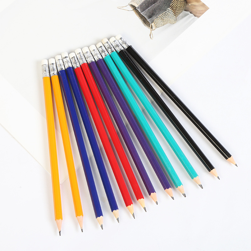 Pensil HB Kayu Bercetak Tersuai dengan Pemadam Getah