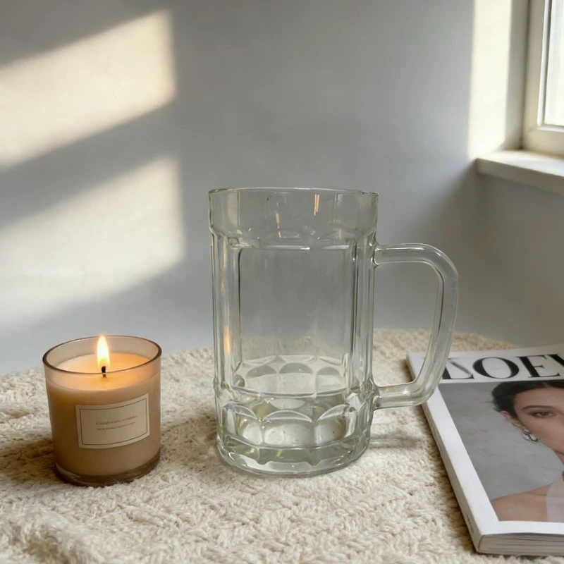 Traditional German Style Dimpled Glass Beer Mugs