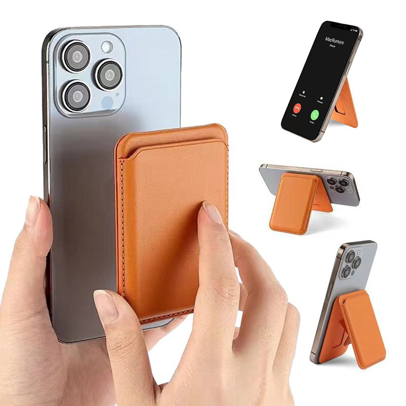 Dompet Kad Magnetik MagSafe Kulit PU dengan Kickstand