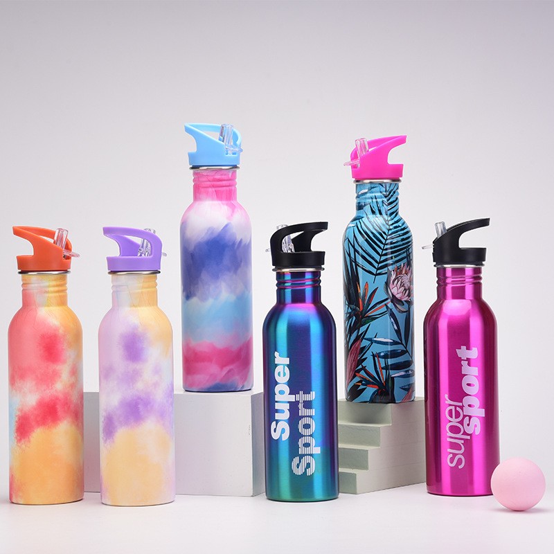 Botol Air Sukan Keluli Tahan Karat Dengan Tudung Jerami