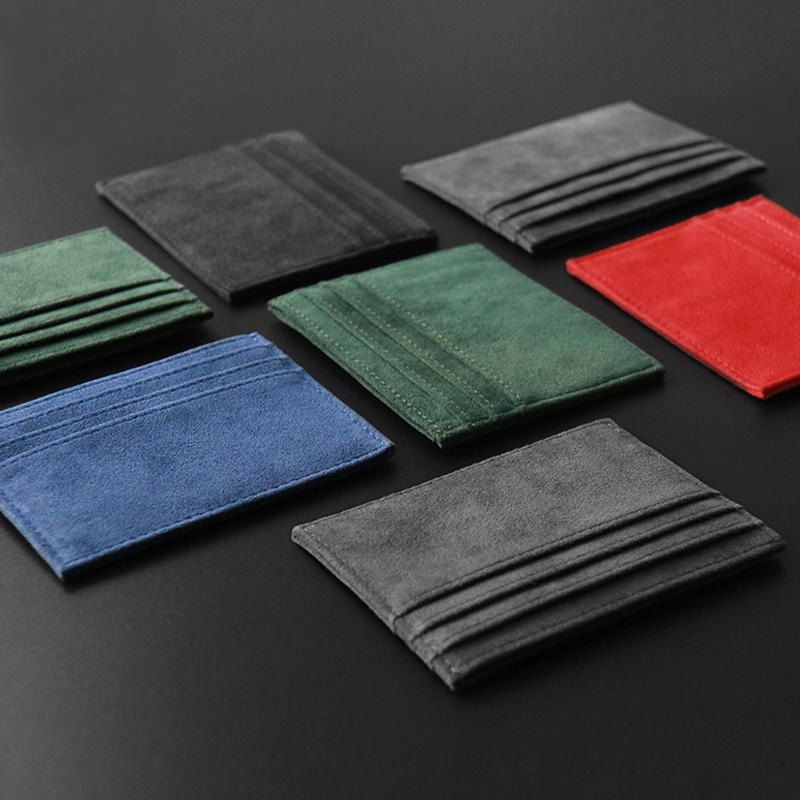 Pemegang Kad Suede Dompet Kad Kredit Slim